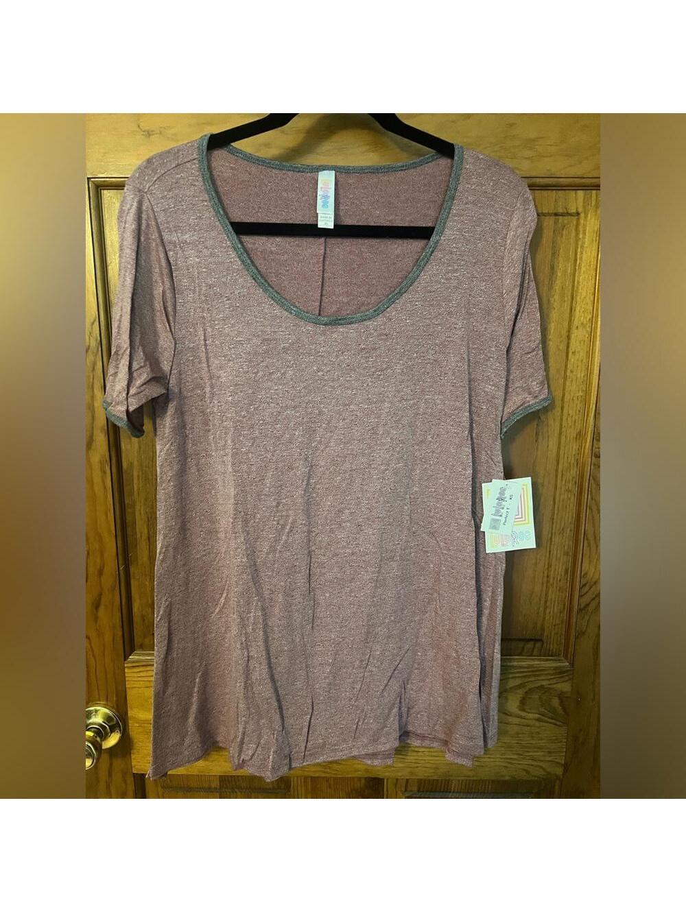 LuLaRoe Perfect T Shirt Tunic Top Cranberry Blouse Swing Flowy Slit Scoop XS NWT